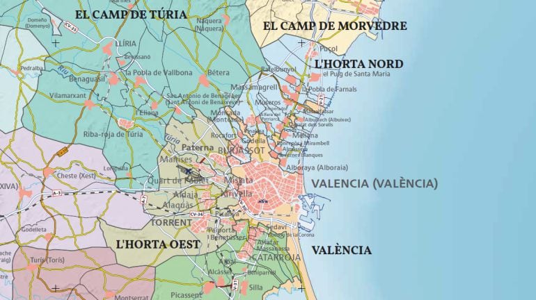 Detalle de mapa de la Comunitat Valenciana