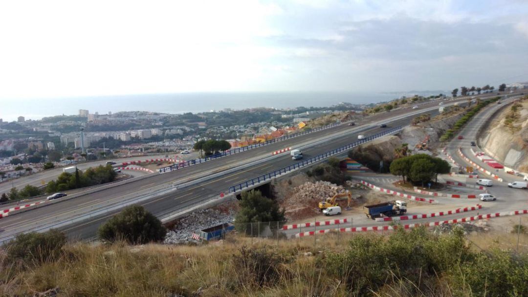 Estado de los obras en el enlace con Arroyo de la Miel (Málaga)