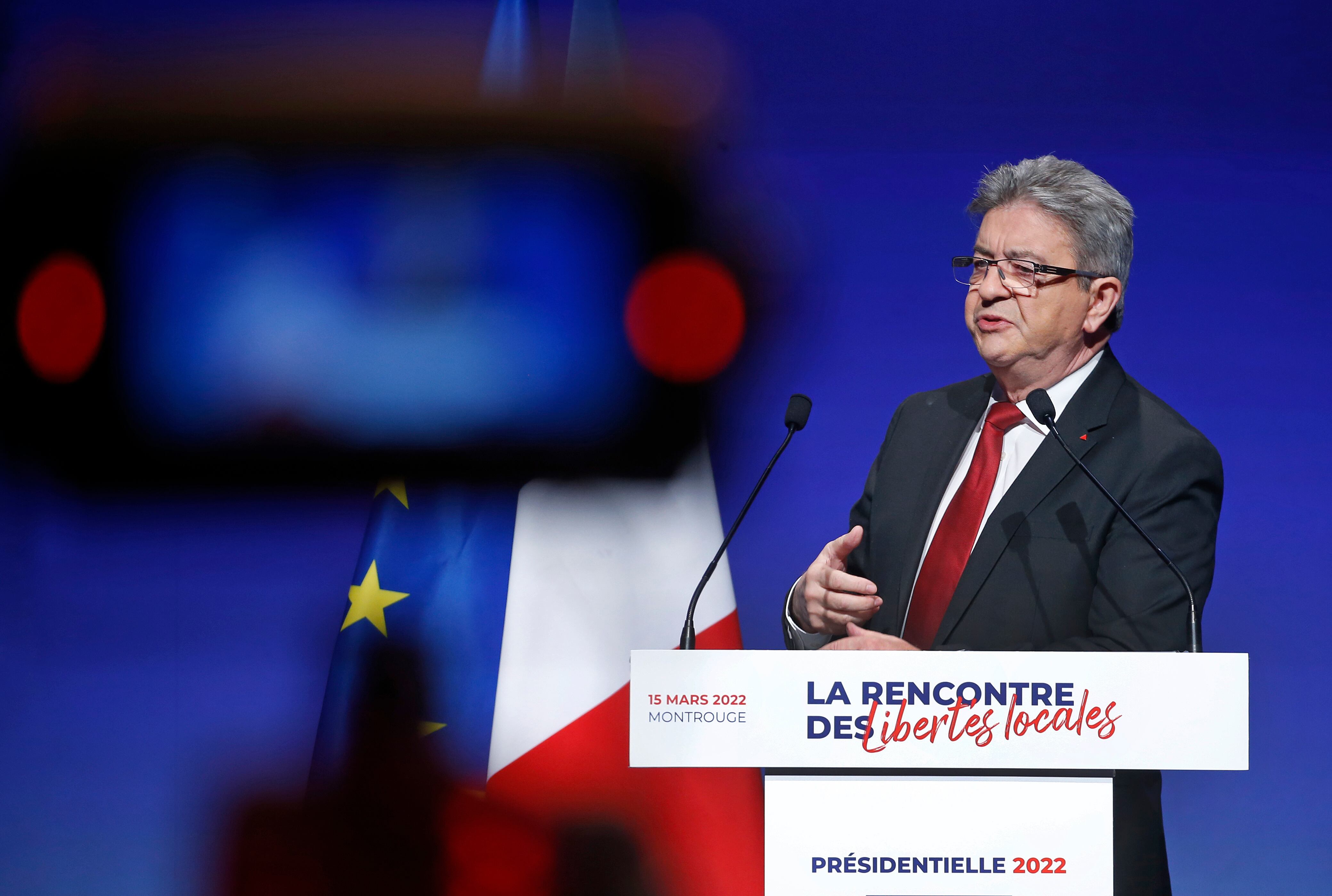 El candidato de &#039;Francia Insumisa&#039; (FI) a las elecciones presidenciales de 2022, Jean-Luc Mélenchon.