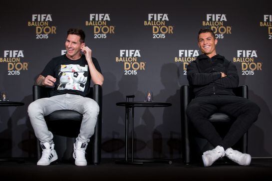 Messi y Cristiano, en la rueda de prensa previa a la entrega del último Balón de Oro.