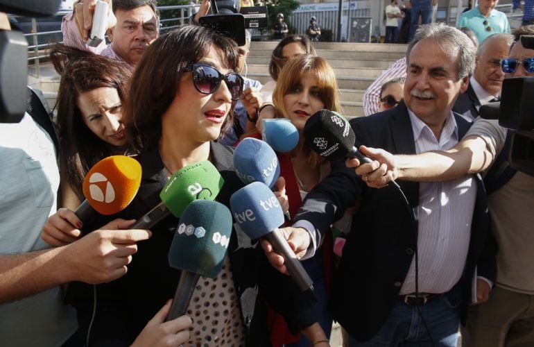 Juana Rivas, a su llegada a los juzgados.