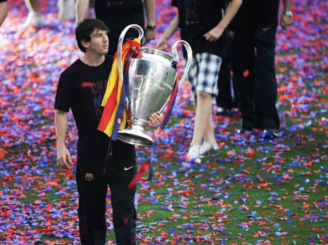 Messi con la 'Orejona' tras ganarla en 2011 contra el Manchester United (3-0)