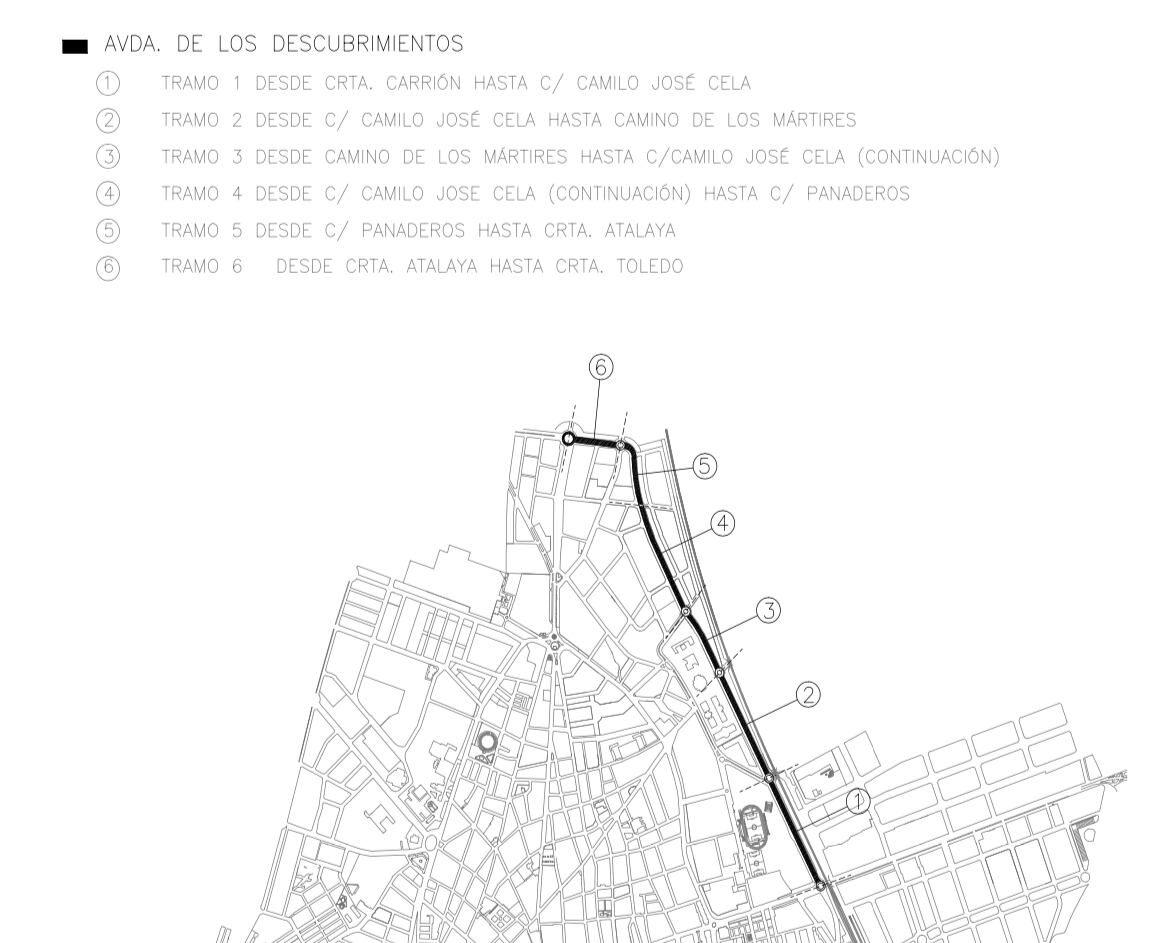 Plano del proyecto de mejora en la Avenida de los Descubrimientos