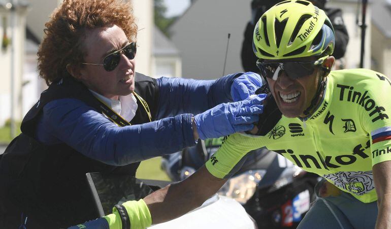 Alberto Contador, en la primera etapa del Tour.