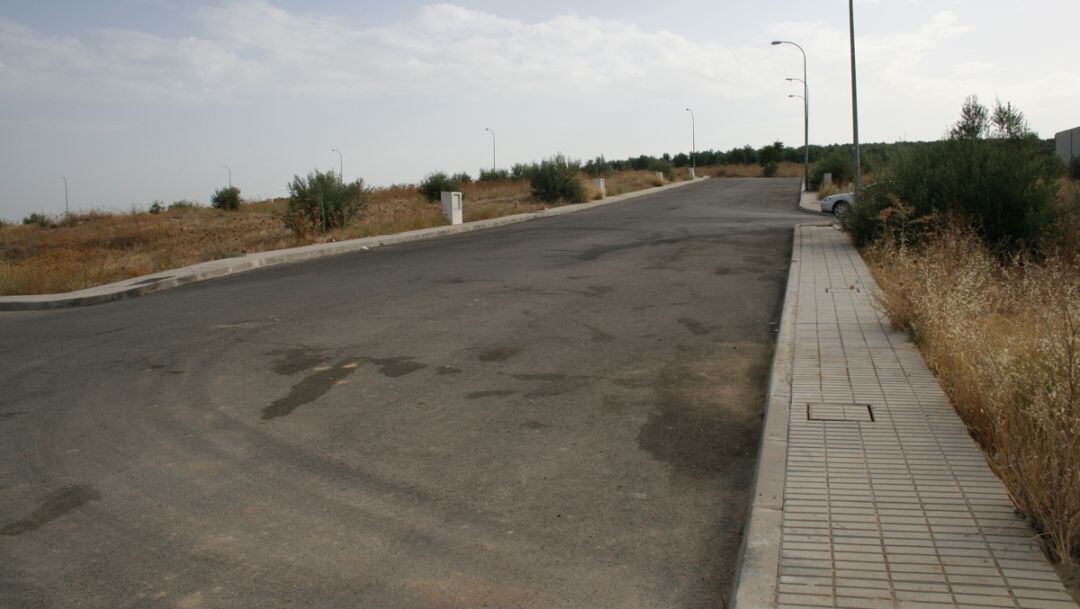 Una de las calles del polígono industrial de Lopera.