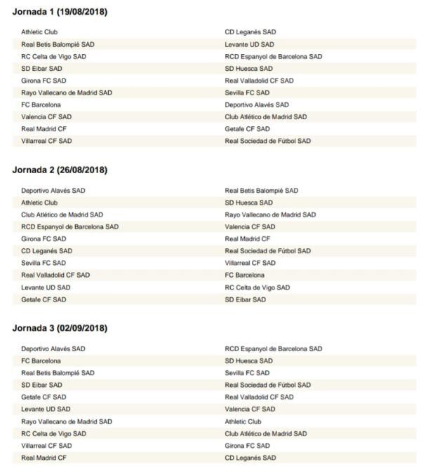 Calendario completo de LaLiga