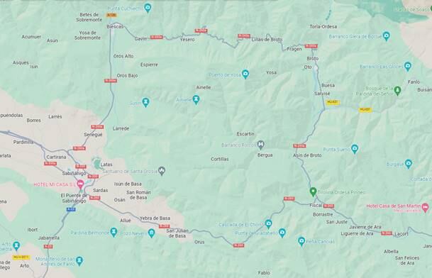 Afectación al tráfico en la N-260a por obras de estabilización del talud de acceso al túnel de Gavín