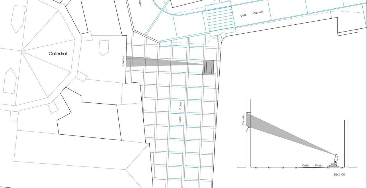 Plano donde se divisa la ubicación de la nueva estructura para ver a la Virgen del Prado desde su camarín