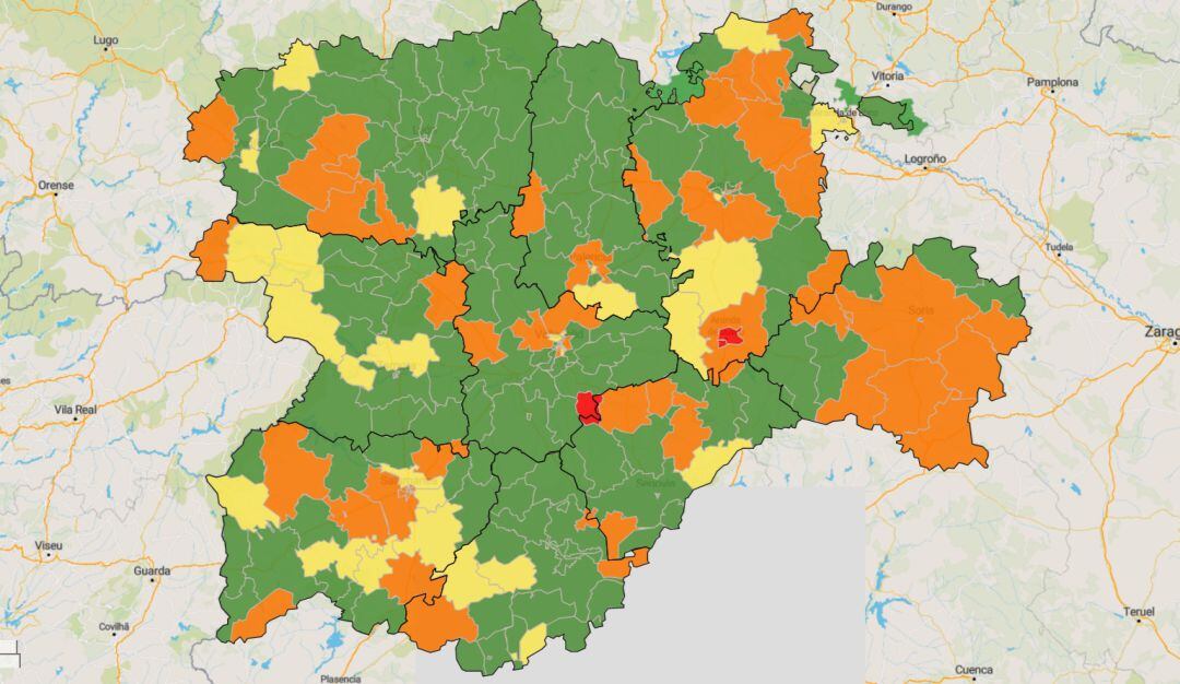 Mapa de incidencia de Covi-19 en relación a las tarjetas sanitarias