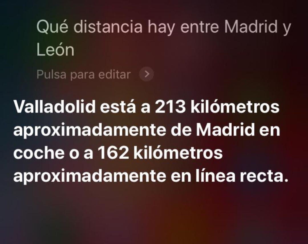 Ejemplo de que Siri no sabe dónde está León