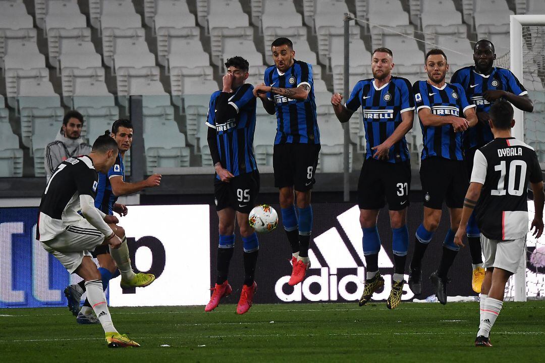 Cristiano Ronaldo, en el partido a puerta cerrada entre el Inter y la Juventus.