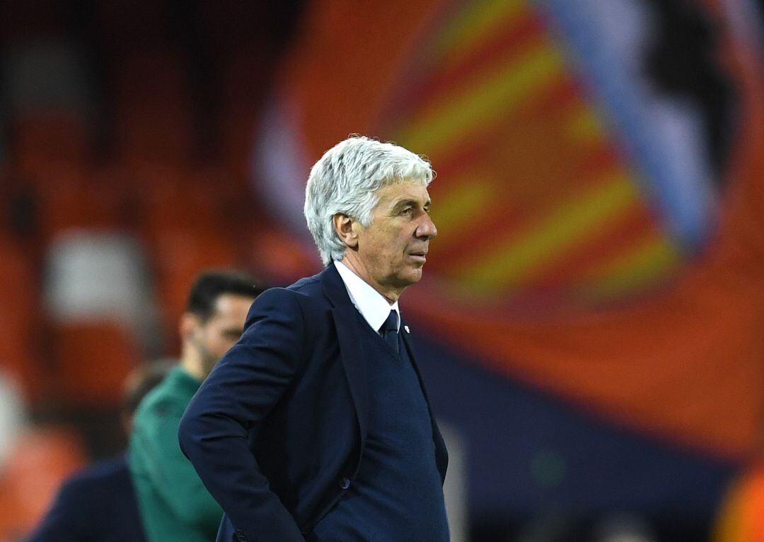 Gian Piero Gasperini, entrenador del Atalanta, en Mestalla