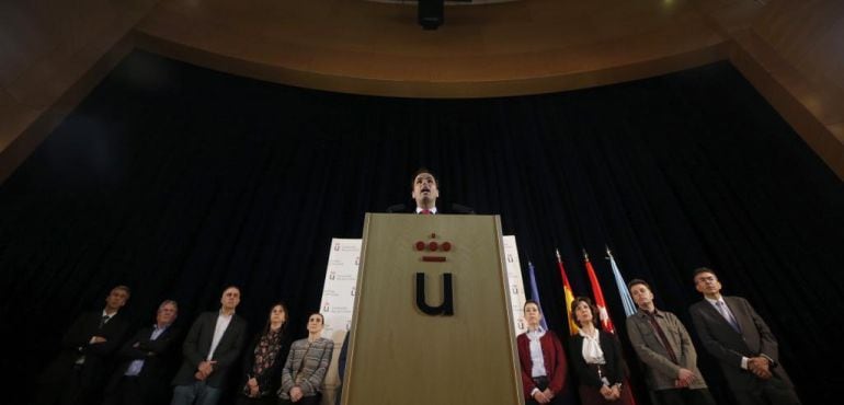 El rector de la Universidad Rey Juan Carlos, Javier Ramos, ofrece una rueda de prensa por el caso del máster de CIfuentes