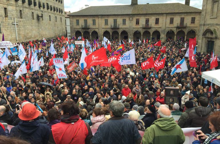 Imagen de la Praza da Quintana durante la manifestación del pasado 4 de febrero en defensa de la sanidad pública