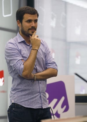 El candidato de IU a la presidencia del Gobierno, Alberto Garzón, durante la reunión de la presidencia ejecutiva federal del partido