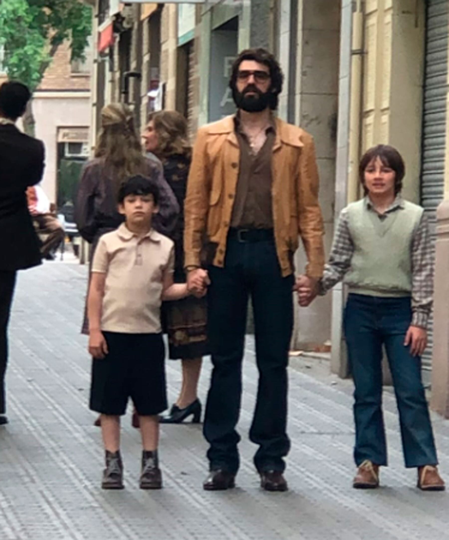 Jacob junto a David Verdaguer, Eugenio, durante una escena de la película