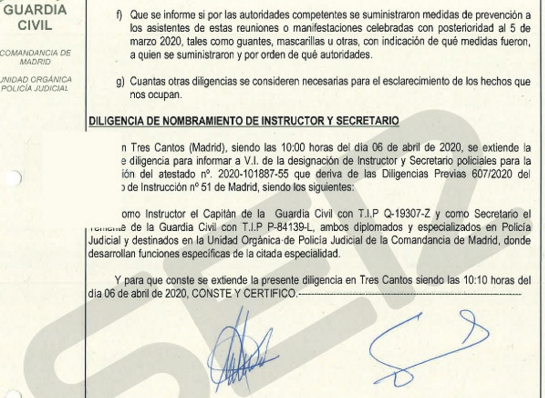 La SER accede al informe íntegro de la manifestación del 8-M remitido por la Guardia Civil al juzgado. CONSULTA EL INFORME