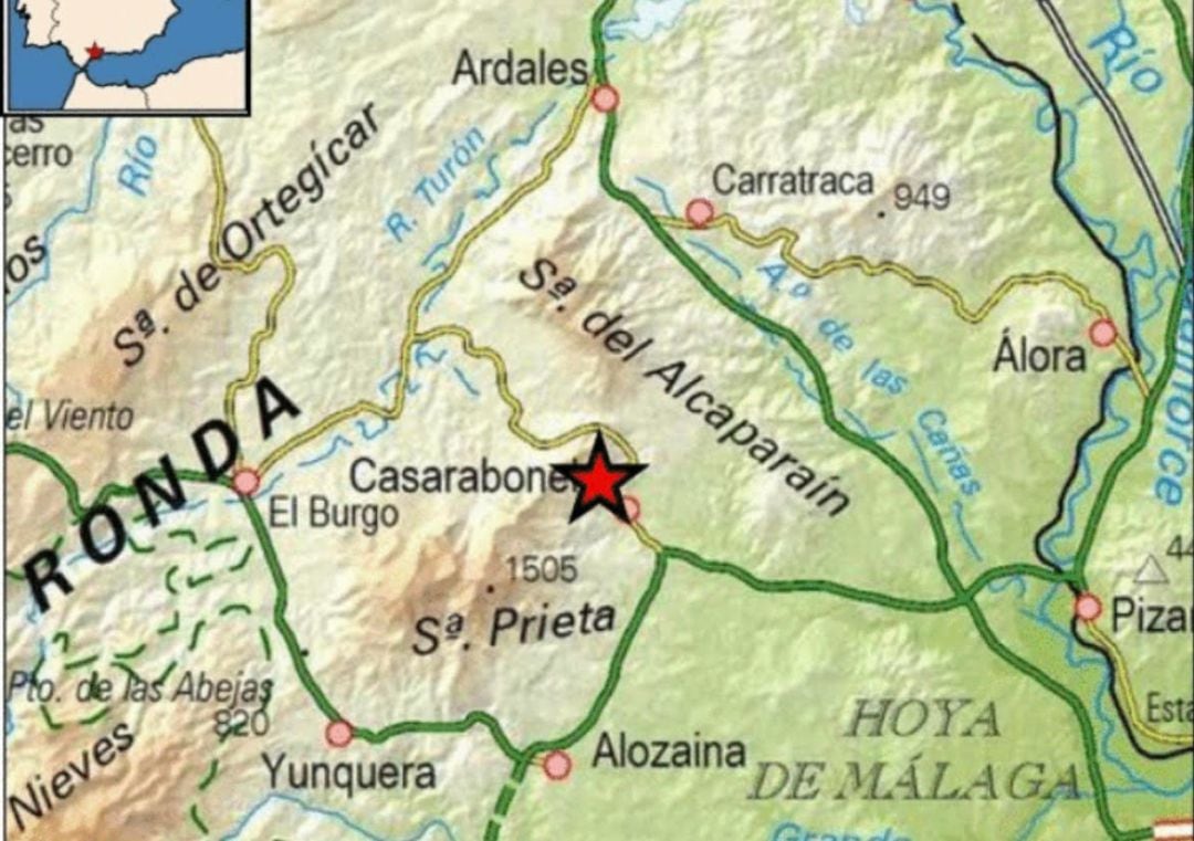 El epicentro del terremoto con mayor intensidad se localizaba en Casarabonela (Málaga)