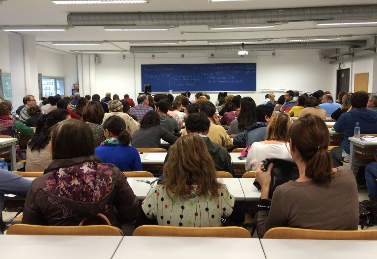 Una de las aulas de la Escuela Politécnica de San Sebastián que ha acogido los exámenes de la OPE de Osakidetza.