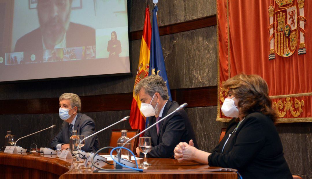 El presidente del Tribunal Supremo y del Consejo General del Poder Judicial (CGPJ), Carlos Lesmes, en el acto de entrega de los XIII premios anuales del Foro Justicia y Discapacidad