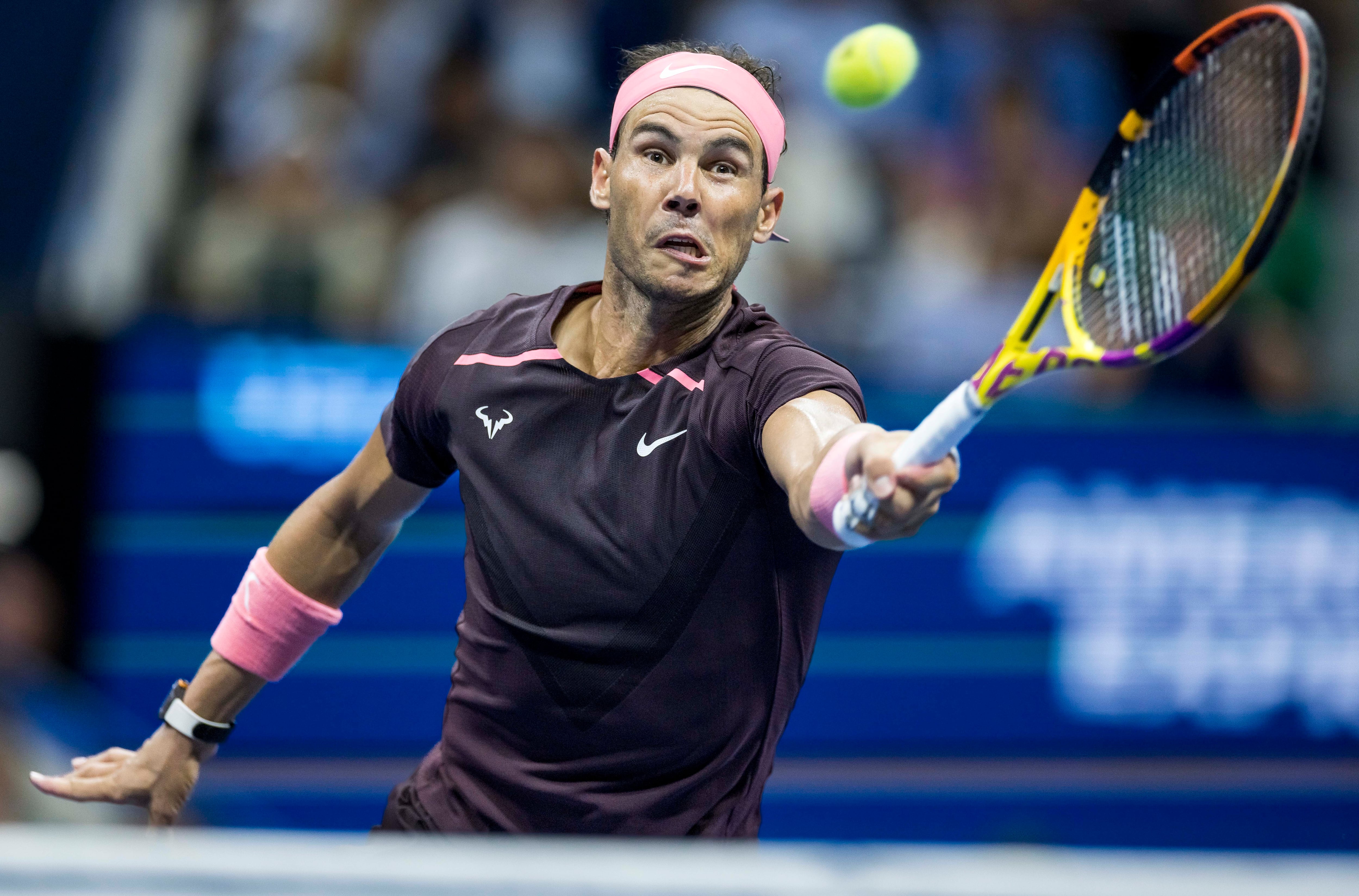 Rafael Nadal durante el partido de este lunes en el US Open