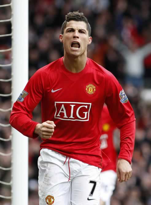 Cristiano Ronaldo celebra un gol con el Manchester