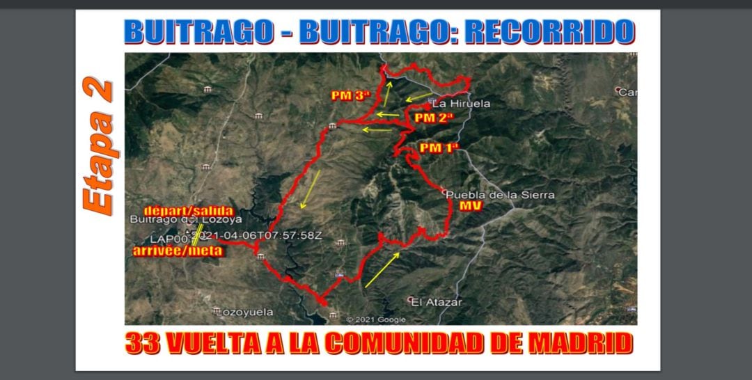 Recorrido de la segunda etapa de la Vuelta Ciclista a la Comunidad de Madrid