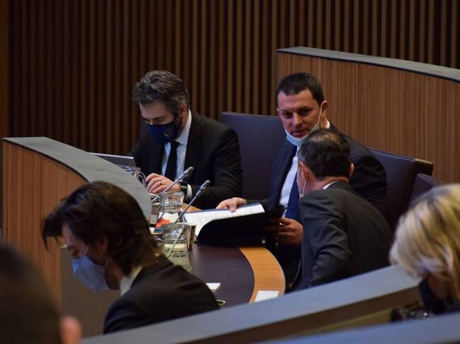 El ministre de Presidència, Economia i Empresa, Jordi Gallardo, durant la sessió de Consell General.