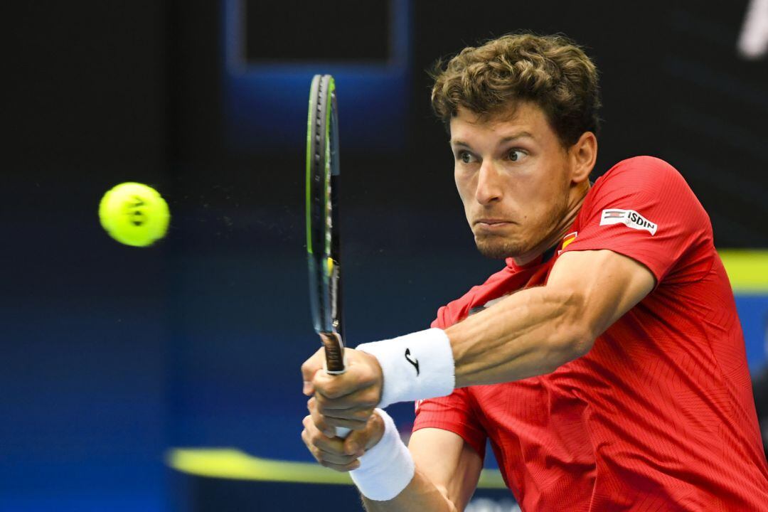 Pablo Carreño durante su primer partido en la ATP Cup.