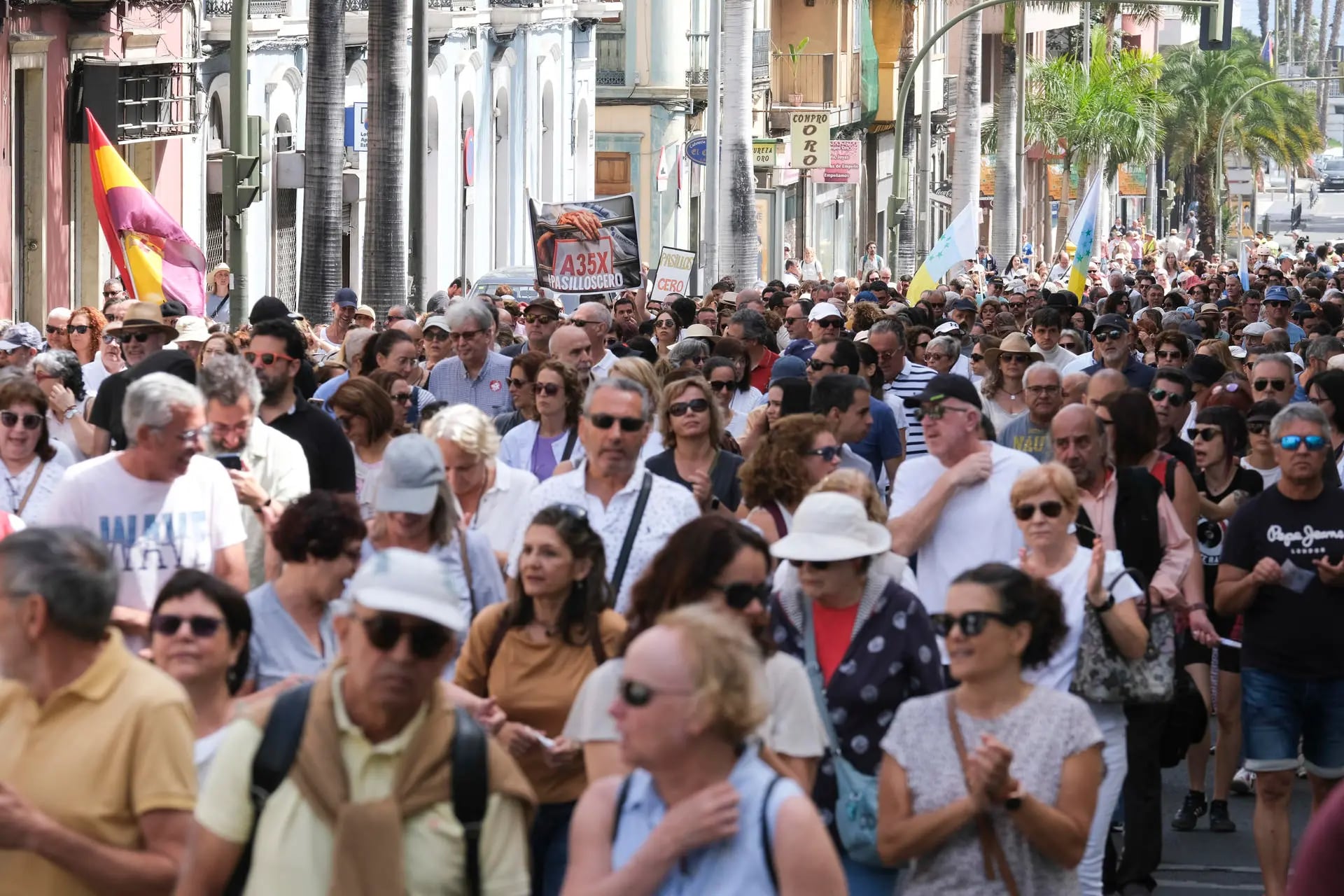 Cientos de personas acudieron este sábado a la manifestación convocada en las dos capitales de la comunidad autónoma por la Asociación para la Defensa de la Sanidad Pública de Canarias y diversos colectivos sociales, sindicales y políticos. EFE/Ángel Medina G.