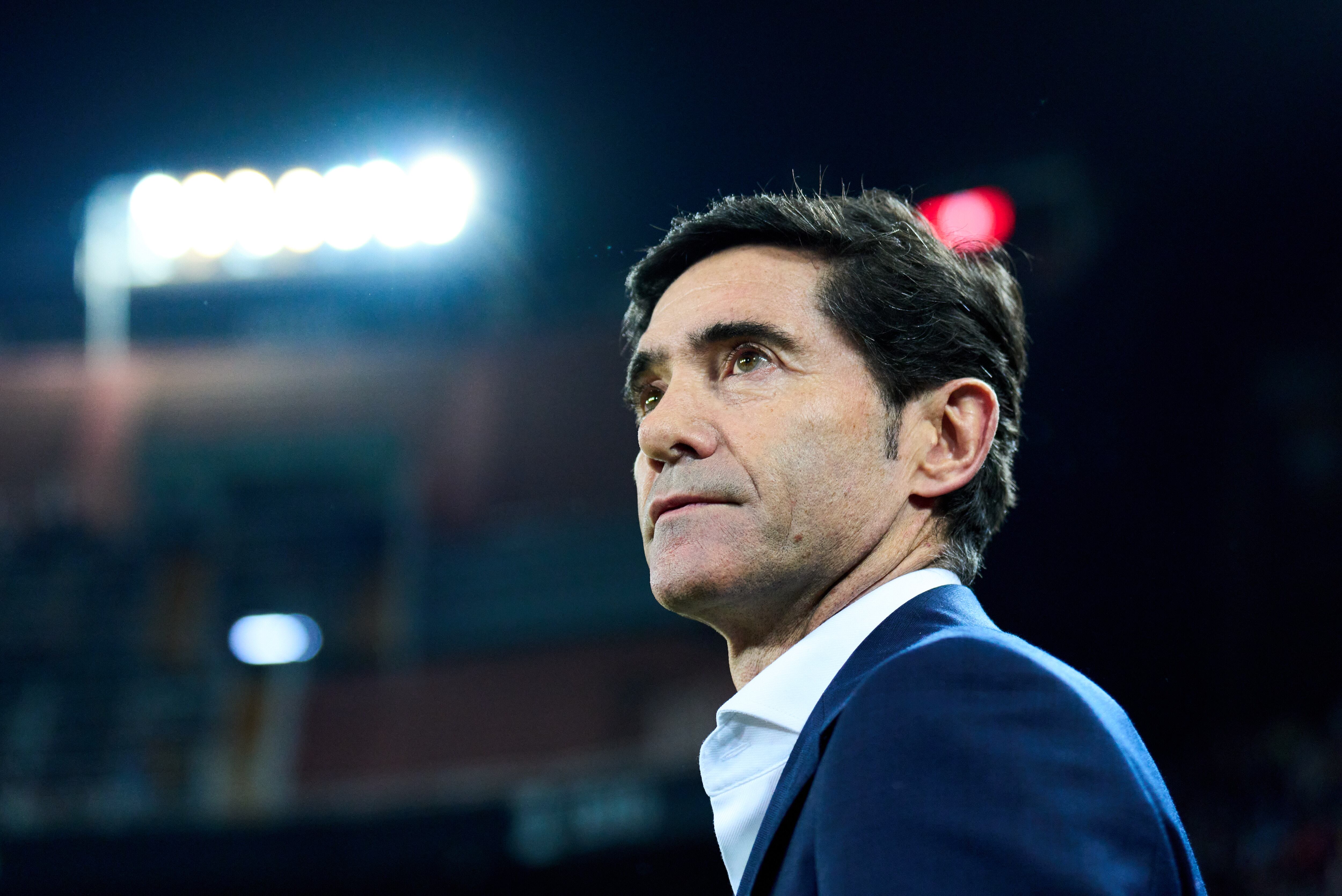 Marcelino, durante el partido de Mestalla