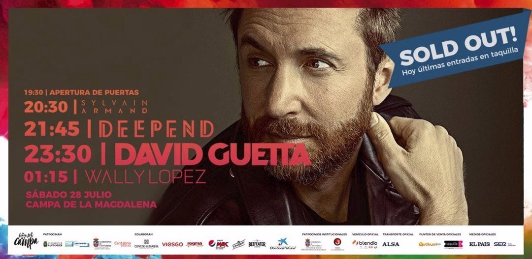 Cartel anunciante del concierto de David Guetta en Santander