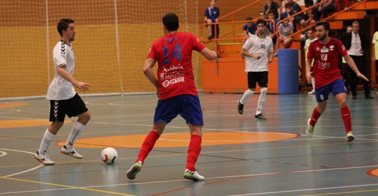 Los jugadores del Megíbar durante el partido disputado frente al Rivas Futsal.