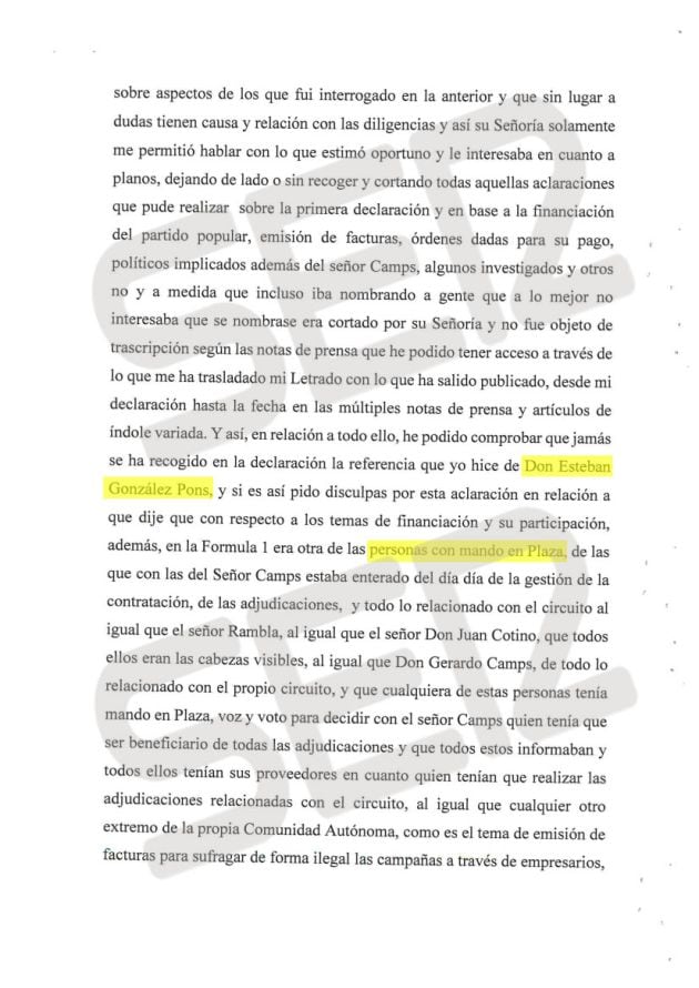 &quot;Don Esteban González Pons [...] otra de las personas con mando en Plaza&quot;: la primera página de la carta