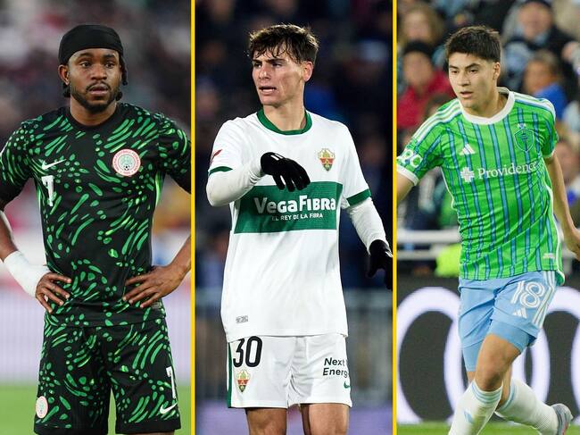 En un montaje, Ademola Lookman, Rodrigo Mendoza y Obed Vargas