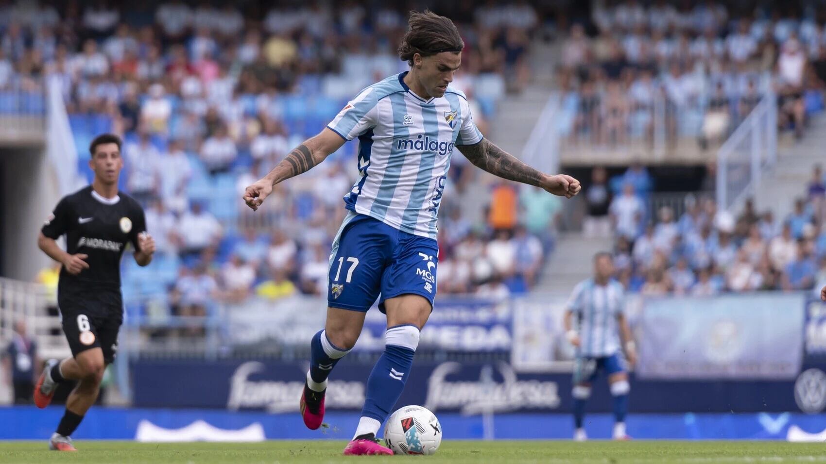 El delantero del Málaga Eneko Jauregui, que consiguió dos goles ante el Andorra