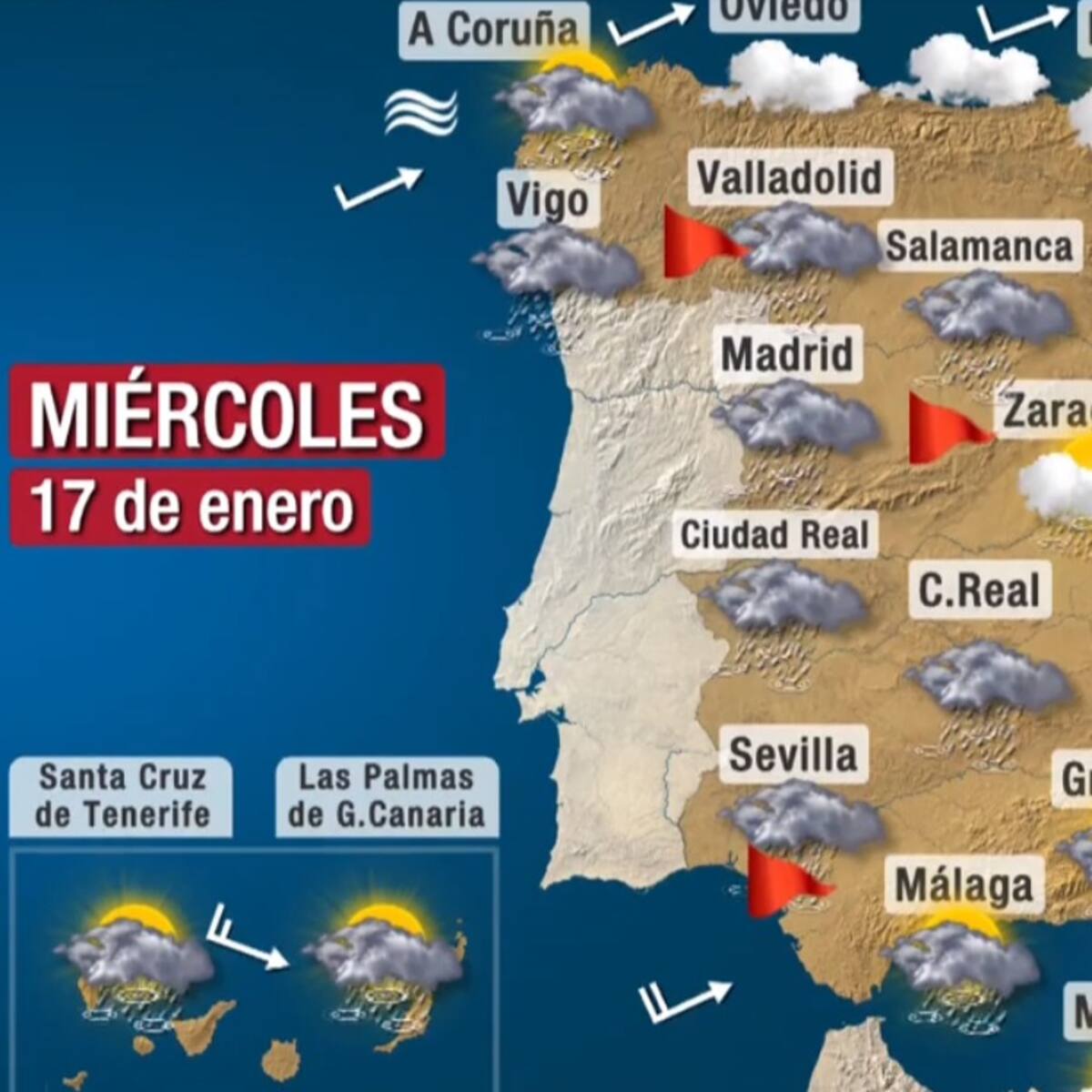 "Es tremendo": cachondeo en redes con el mapa del tiempo que se ha podido ver en televisión en el que está prácticamente todo mal