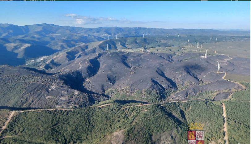 Superficie arrasada en  el incendio de Brañuelas