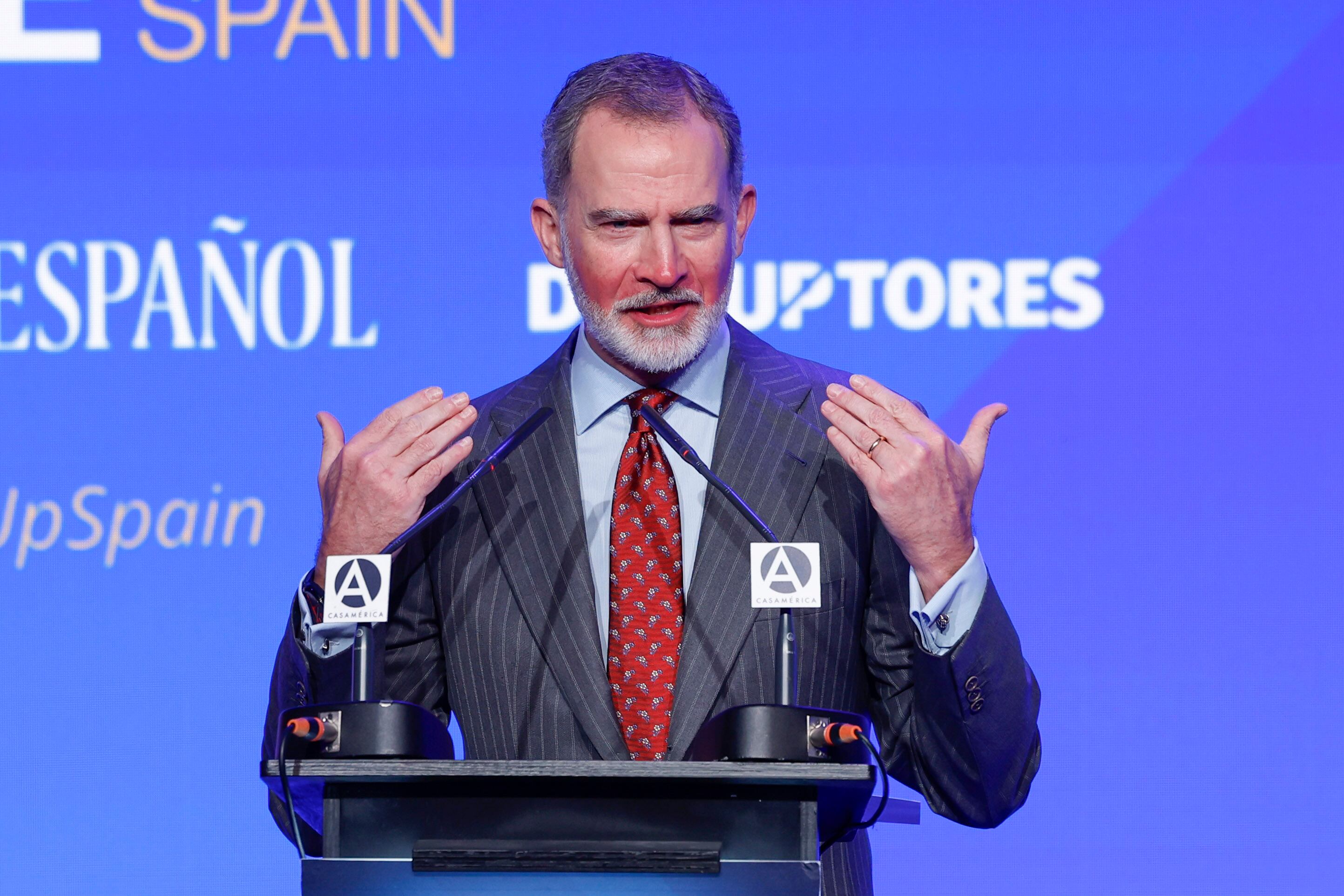 El rey Felipe VI durante el discurso inaugural de la quinta edición del &#039;Wake Up, Spain&#039;.