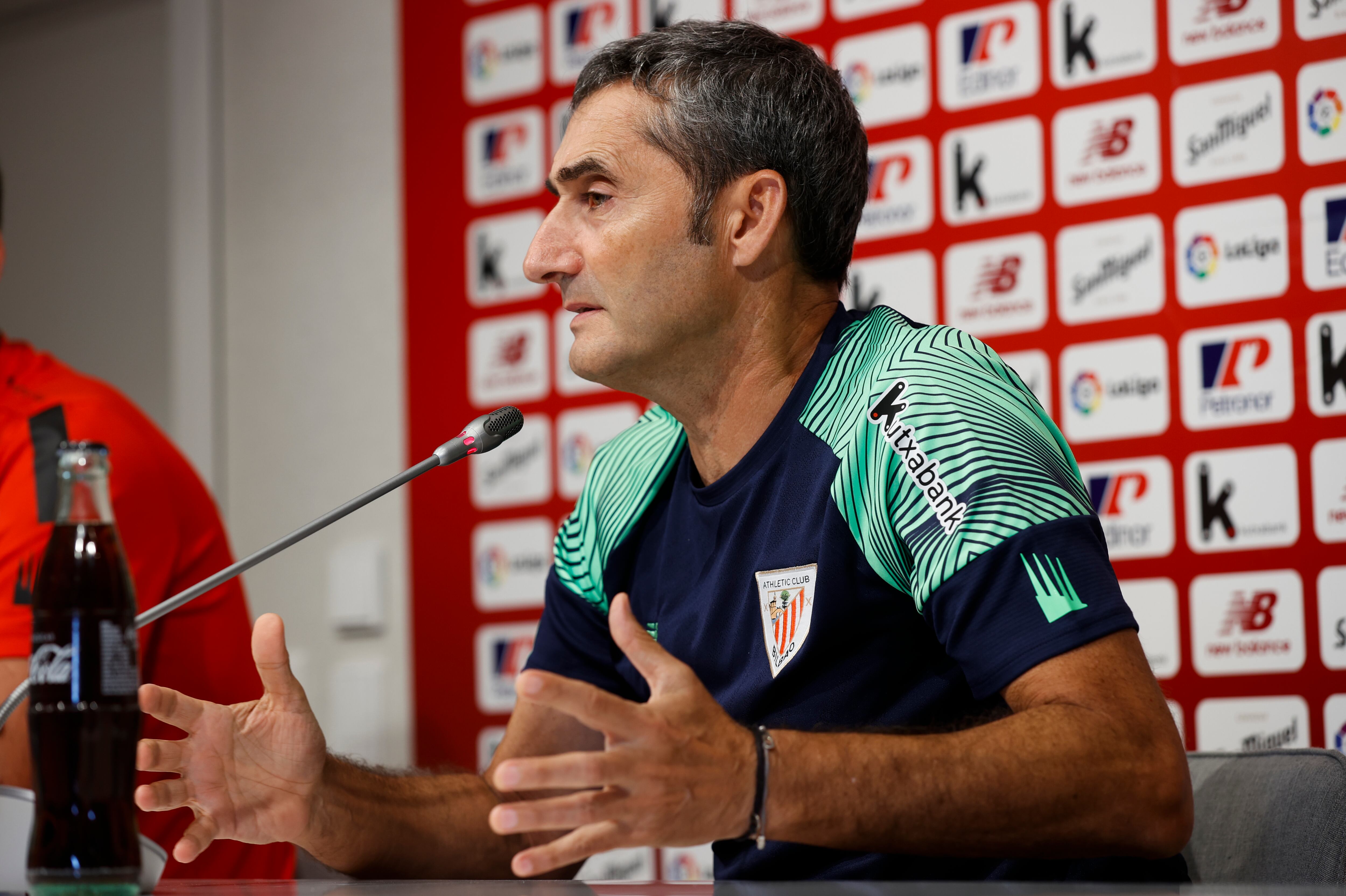 Rueda de prensa del entrenador del Athletic de Bilbao, Ernesto Valverde, en la previa al debut liguero de la temporada 2022-2023 el lunes ante el Mallorca en San Mamés.