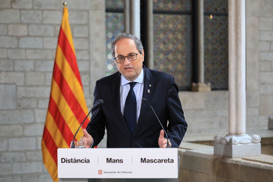 El presidente de la Generalitat, Quim Torra, en una declaración institucional. 