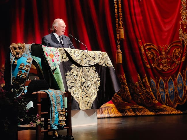 Uno de los momentos de la intervención de Pedro Piqueras en el pregón taurino