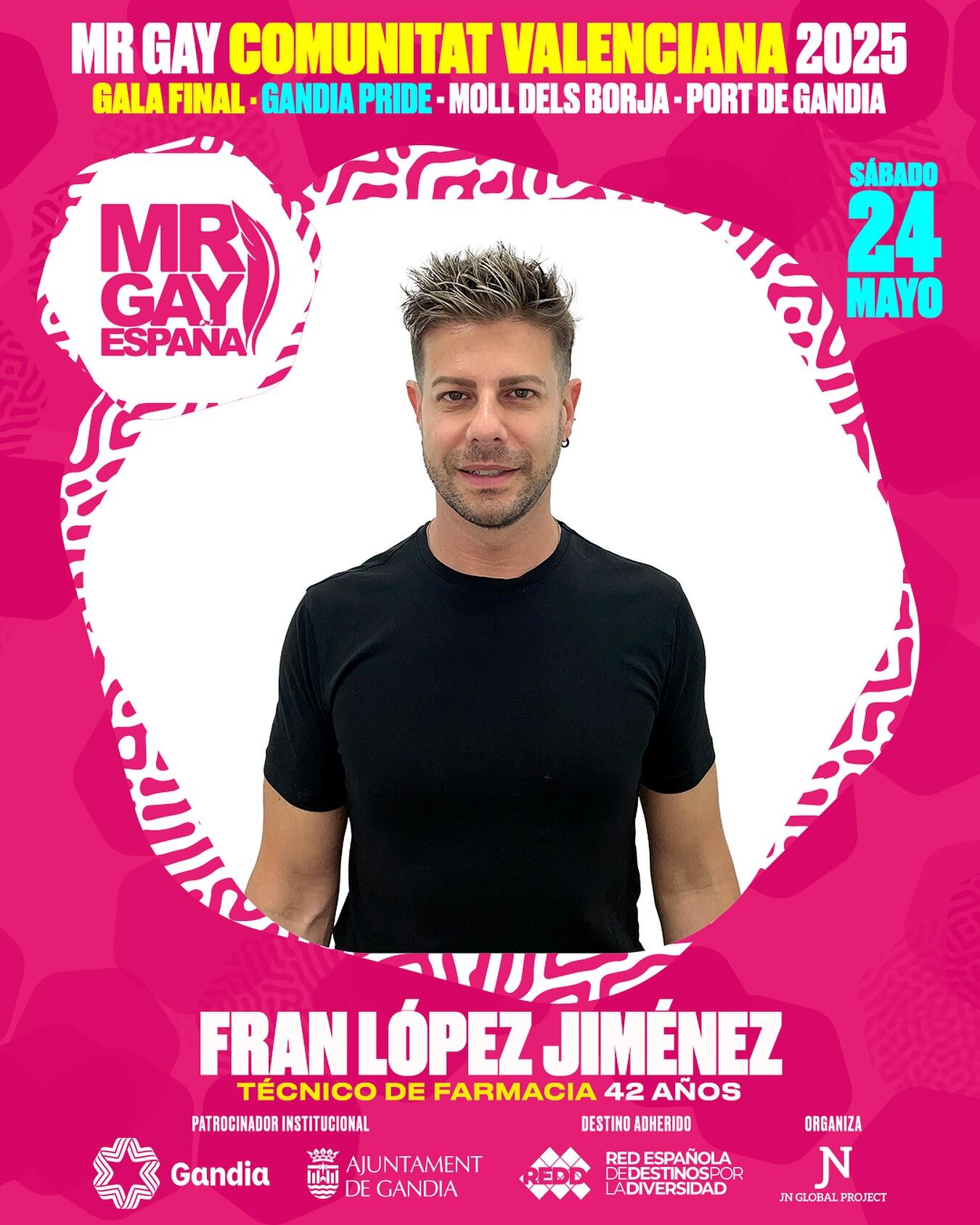 Fran López, finalista del certamen Mr. Gay Comunidad Valenciana