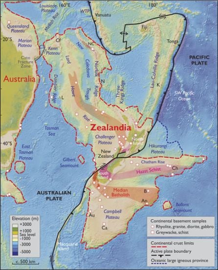 Límites espaciales de Zealandia.