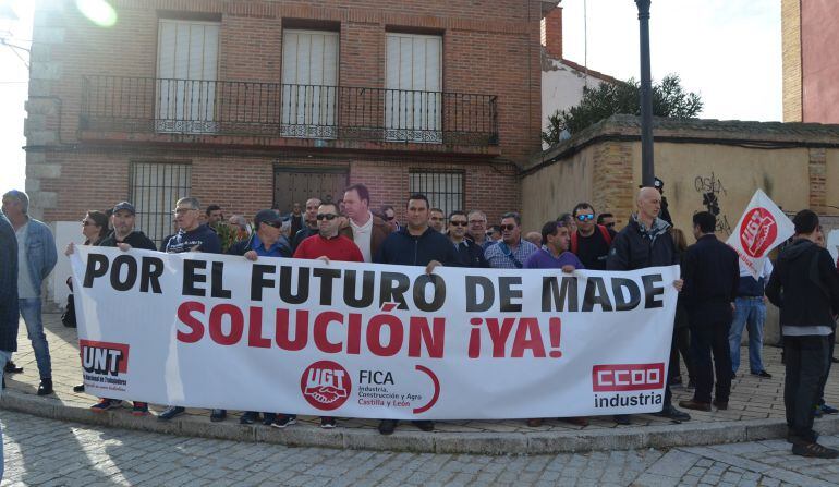 Imagen de los trabajadores manifestándose en Villalar de los Comuneros