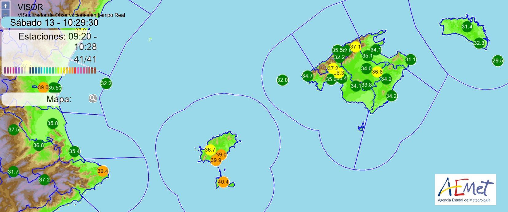Imagen de registros de temperaturas de la AEMET