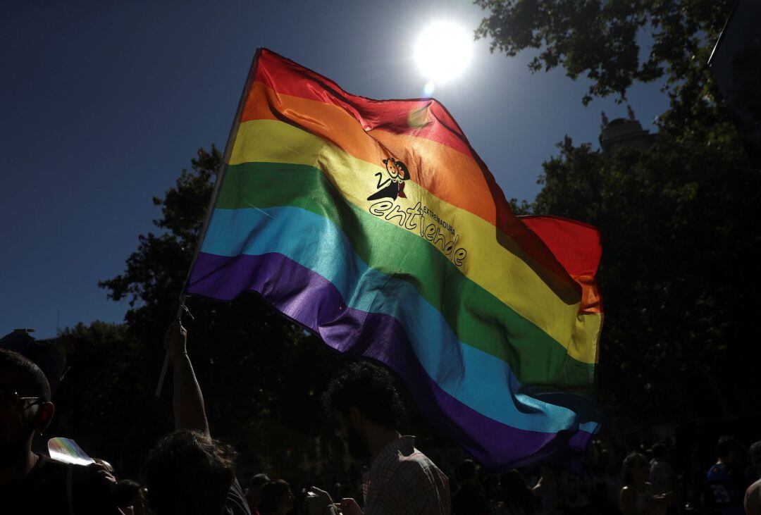 Participantes en la manifestación del Orgullo 2019 esta tarde en Madrid, bajo el lema “Mayores Sin Armarios: ¡Historia, Lucha y Memoria! Por una ley estatal&quot;.