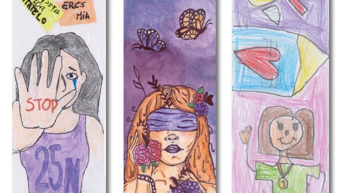 Igualdad distribuye 12.000 marcapáginas con los diseños ganadores del concurso contra la violencia de género