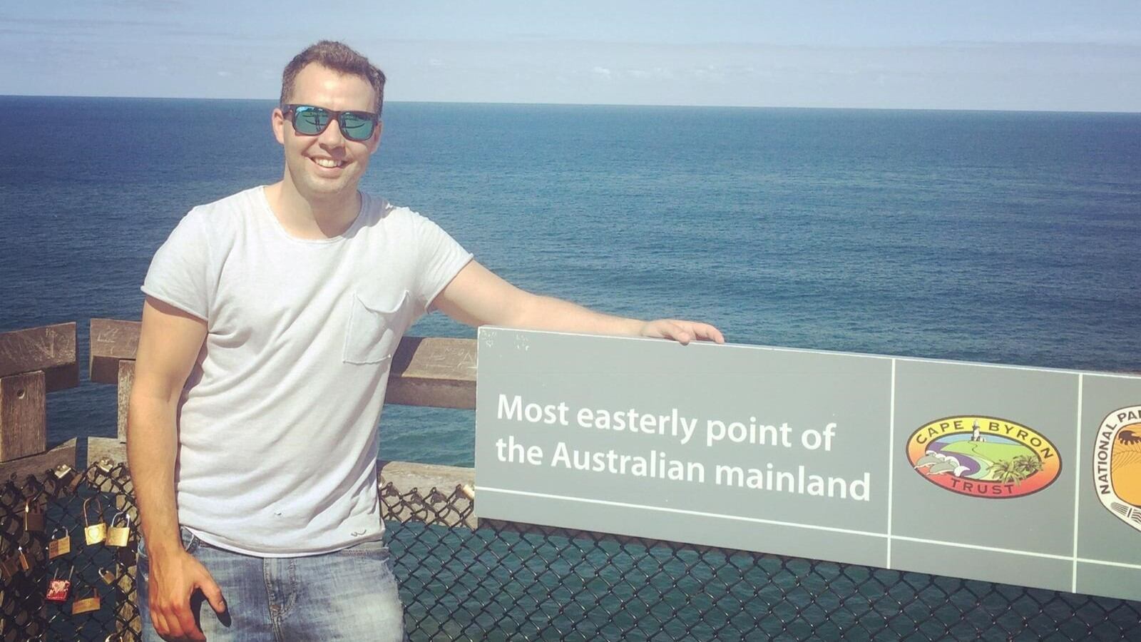 Álvaro en el punto más al este de Australia