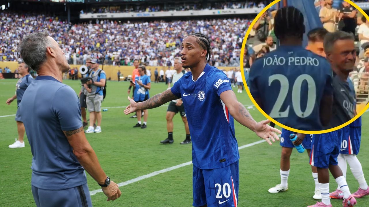 Luis Enrique y Joao Pedro, tras el Chelsea-PSG de la final del Mundial